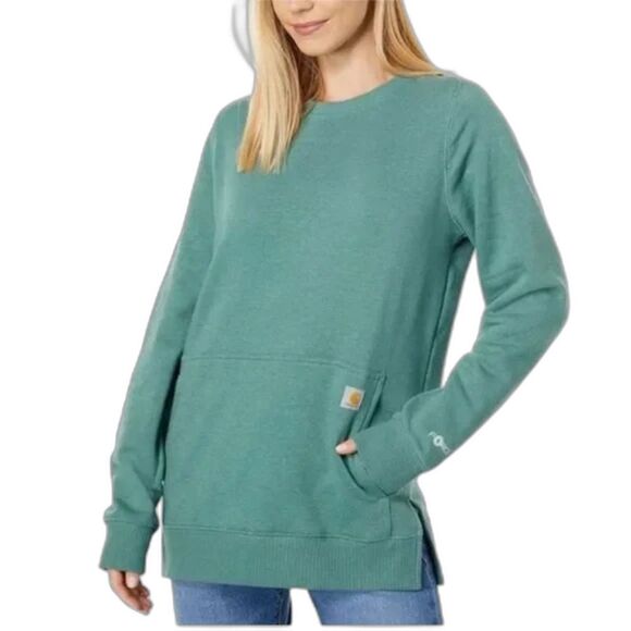 Carhartt Relaxed Fit Lightweight Sweatshirt Women's Size Small (4-6) Teal Green - Picture 9 of 9